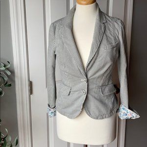 ANTHROPOLOGIE Allihop Striped Blazer w/Floral Cuff